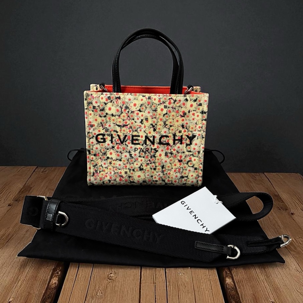 Authentic Givenchy Paris mini floral G-tote shop bag